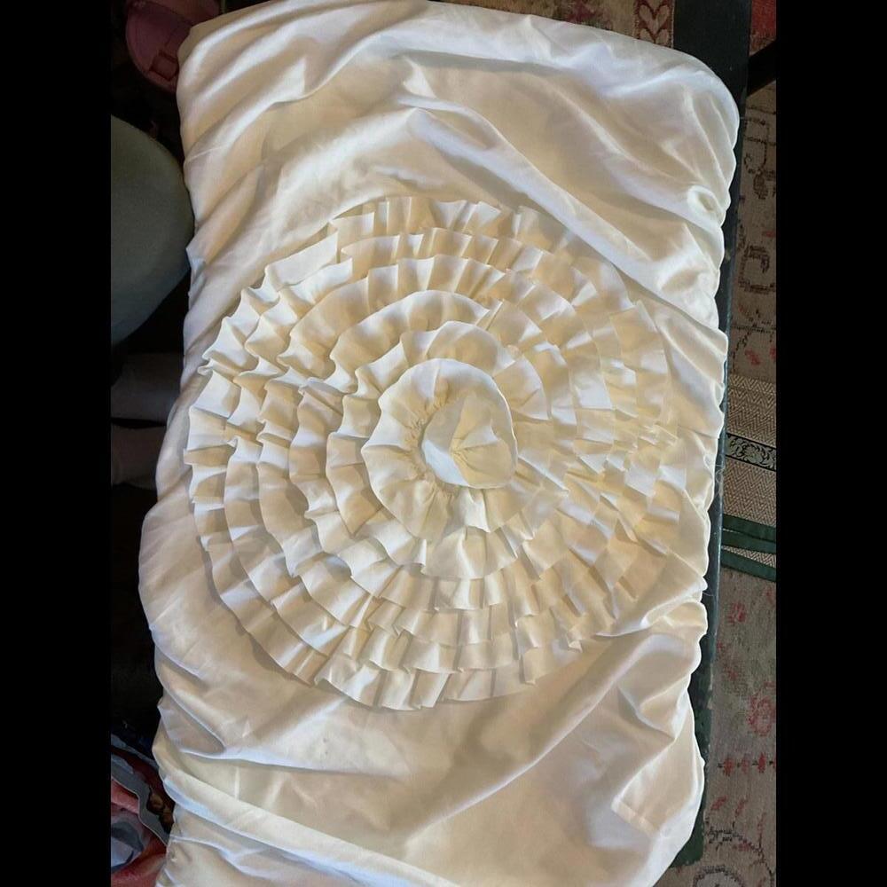 Lush Elegant Ruffled White Rose Pillow Shms (2)